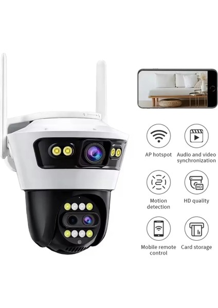 6mp 6k Ultra Hd 3 Lensli 8xzoom Dış Mekan Gece Görüşlü Akıllı Ip Güvenlik Kamerası