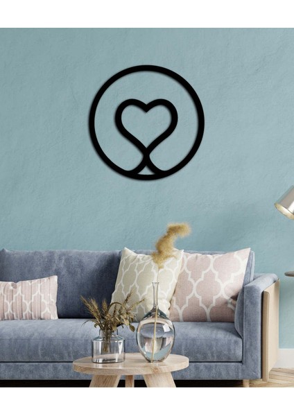 - Flamingo Kalbi Metal Tablo, Duvar Dekoru - Sevgi, Sevgili, Aşk Temalı Hediyelik Tablo - 42 x 42 - cm -Siyah - Doğum Günü - Sevgililer Günü - Anneler Günü -LOVE-084