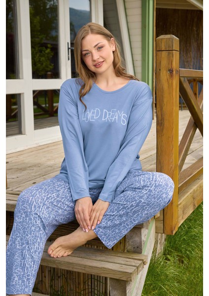Kadın Pijama Takımı Büyük Beden & Battal Uzun Kol
