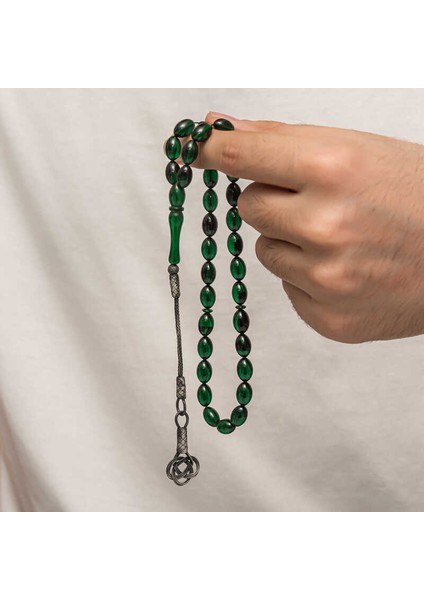 Gümüş Kazaz Püsküllü Sıkma Kehribar Tesbih fırsatları