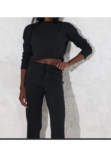 Kadın Kışlık Yumuşak Dokulu Kaşkorse Crop Takım