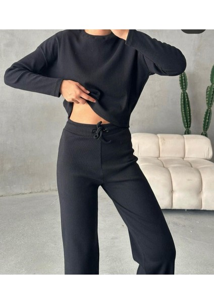 Kadın Kışlık Yumuşak Dokulu Kaşkorse Crop Takım modelleri