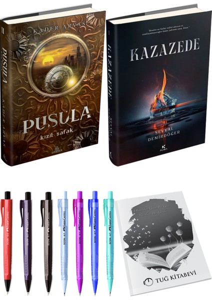 Kazazede 1 Ciltli ve Pusula 2 Kızıl Şafak Ciltli Kader Arvas 2'li Set + Hediyeli