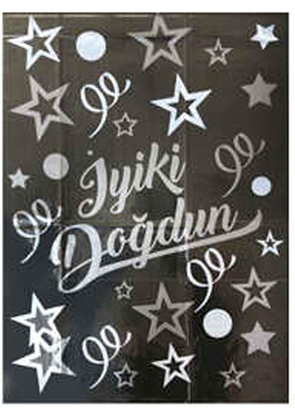 Masa Örtüsü Iyiki Doğdun Baskılı 120 x 180 cm Siyah