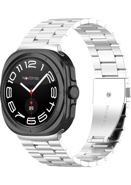 Samsung Galaxy Watch Ultra 47 mm ile Uyumlu Kordon Baklalı Metal Paslanmaz Çelik Kayış