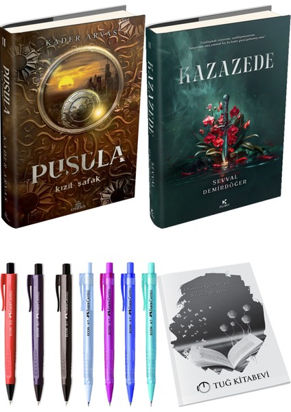 Kazazede 2 Ciltli ve Pusula 2 Kızıl Şafak Ciltli Kader Arvas 2'li Set + Hediyeli