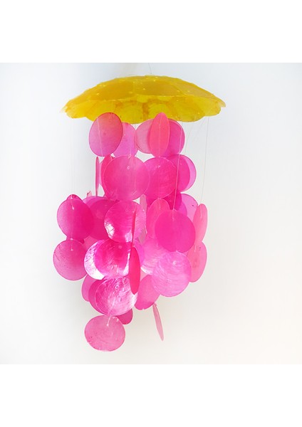 Sedef Rüzgar Çanı Tekli 8 Inç Sarı ve Pembe