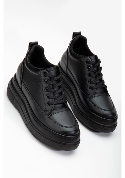 Nesvina Kadın Gizli Topuk Siyah Sneaker