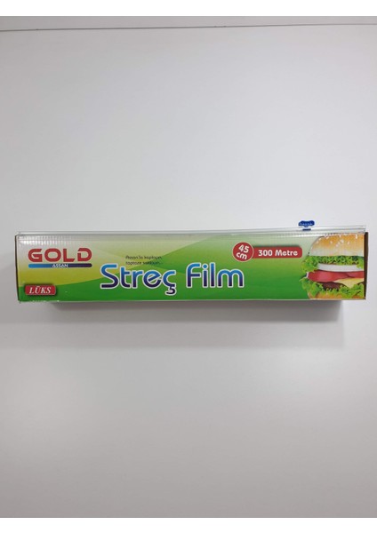 Gıda Streç Film 300 M * 45 cm 9 Mikron Kutulu Kayar Bıçaklı
