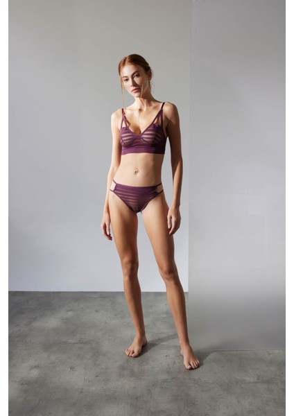 Kadın Çizgili Tül Balensiz Bralet modelleri