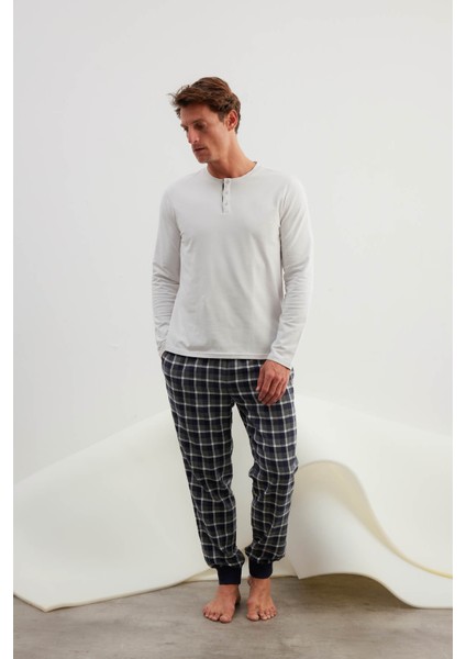 Erkek Pamuklu Uzun Kollu Pijama Takımı