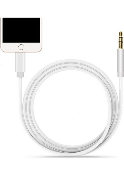 Lightning To 3.5 mm Aux Iphone Için Audio Kablo Araç Içi Uyumlu Aux Kablosu Beyaz