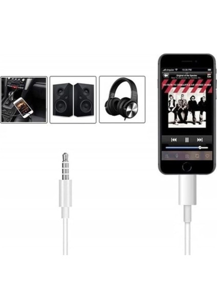 Lightning To 3.5 mm Aux Iphone Için Audio Kablo Araç Içi Uyumlu Aux Kablosu Beyaz