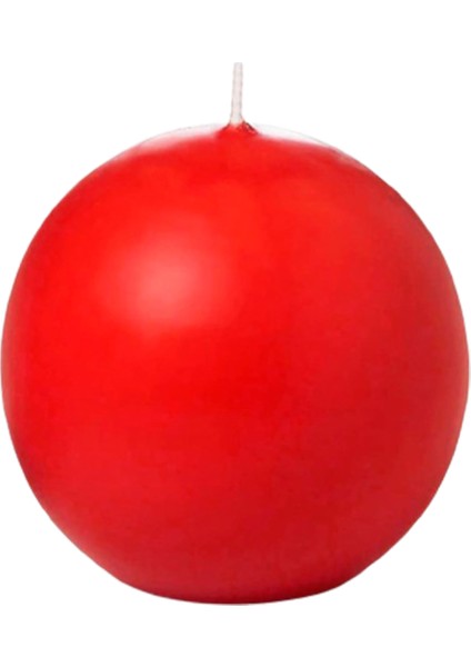 Dekoratif Top Mum Küre Yuvarlak Mum Soft Renk 8 cm Kırmızı