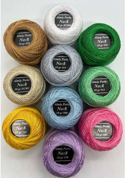 Almiş Perle Etamin-Kanaviçe 10'lu Iplik Seti (10 Gr-No:8)