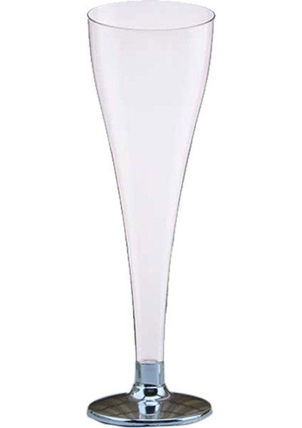 Plastik Şampanya Bardağı (Şampanya Kadehi) (8 Adet) Gümüş