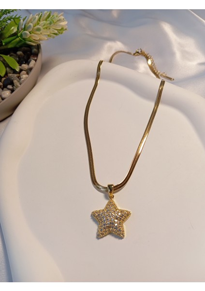 Italyan Zincirli Yıldız Figürlü Çelik Kolye