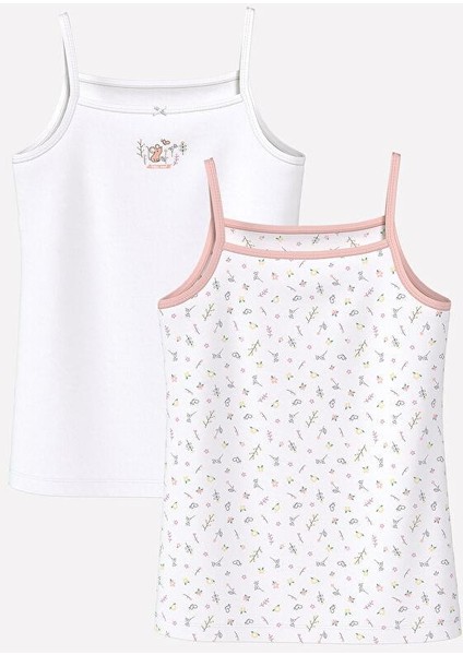 Lcw Kids Baskılı Kare Yaka Kız Çocuk Atlet 2'li