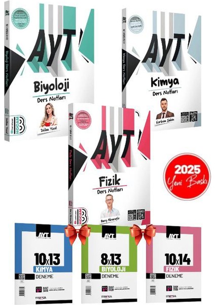 2025 AYT Fizik Kimya Biyoloji Konu Ders Notları AYT Fen Bilimleri Sayısal+AYT 3 Deneme Seti