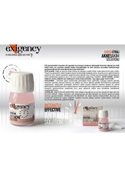 Exigency Anında Etkili Akne Bakım Solüsyonu – 30ML. indirimleri