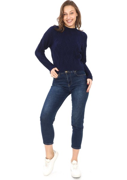 Saç Örgü Triko Kazak-Lacivert fiyatları