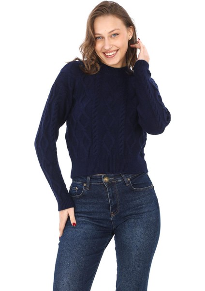 Saç Örgü Triko Kazak-Lacivert fırsatları