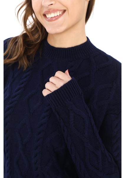 Saç Örgü Triko Kazak-Lacivert indirimleri