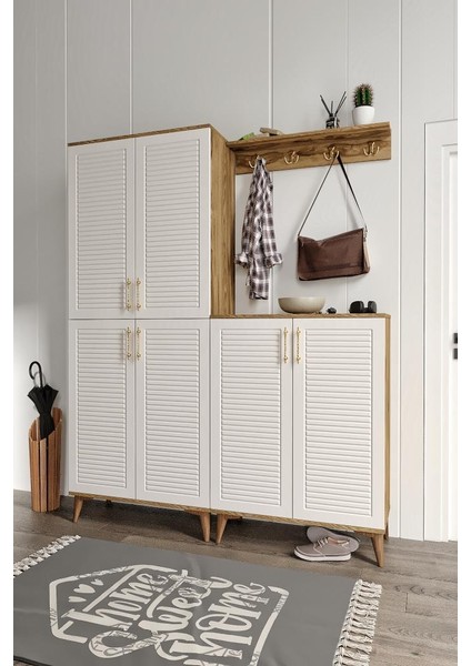 Mapa Home Living Panjurlu Metal Kulp PRT6190 Portmanto Vestiyer Ekru Cveviz