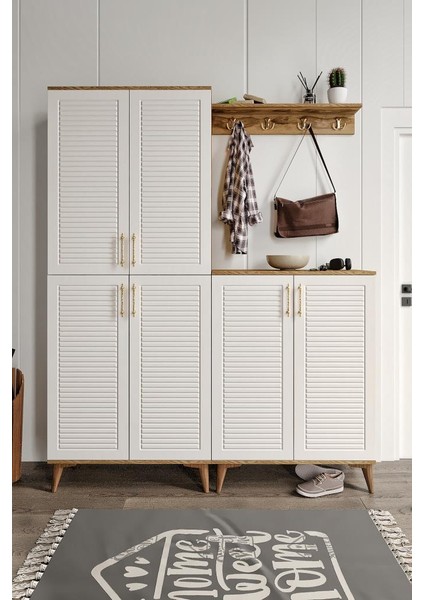 Mapa Home Living Panjurlu Metal Kulp PRT6190 Portmanto Vestiyer Ekru Cveviz