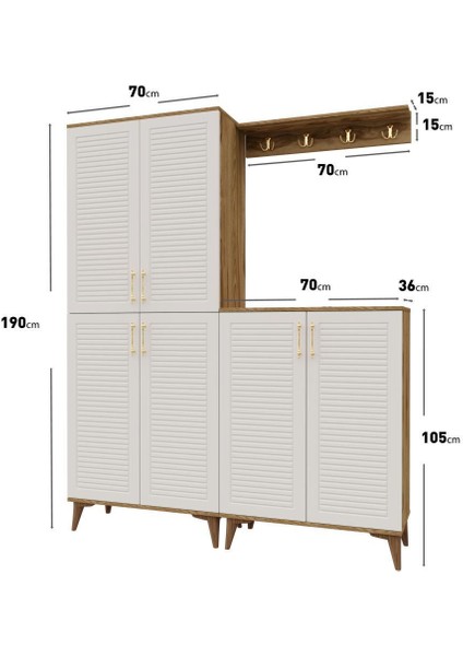 Mapa Home Living Panjurlu Metal Kulp PRT6190 Portmanto Vestiyer Ekru Cveviz