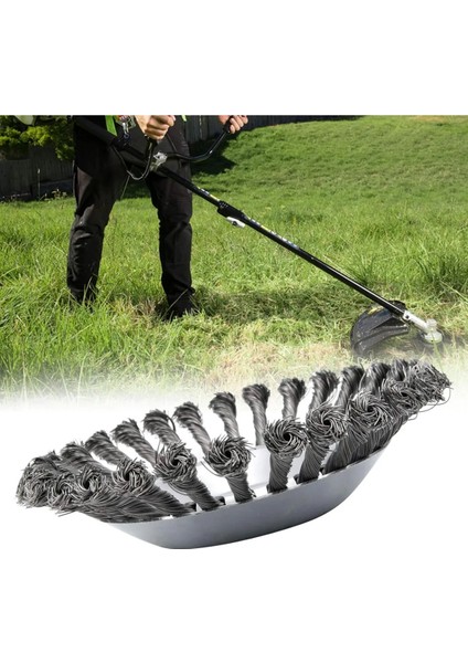 Motorlu Tırpan Canavar Telli Başlık Fırça Aparatı 20CM Üniversal Tüm Modellere Uyumludur Tırpan Başlığı Kıyı Temizleme Çelik Telli Çim Ot Biçme Kenar Temizleme Başlığı Çelik Bıçaklı