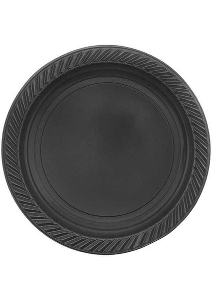 Tabak Plastik 22 cm (25 Adet) Siyah
