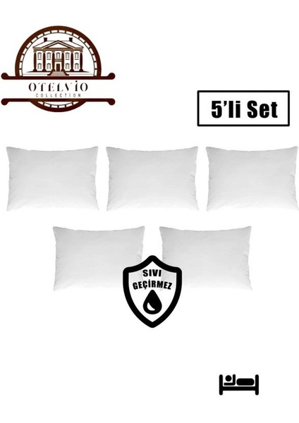 5'li Set Sıvı Geçirmez Yastık Koruyucu Alez Fermuarlı , 50 x 70 cm