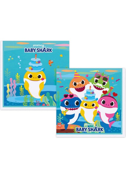 Baby Shark Temalı Kağıt Peçete 33X33 cm (16 Adet)