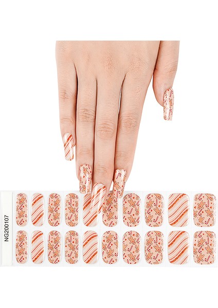 Gingerbread Man Nail Art Jel Tırnak 20 Adet (2 Kullanım)