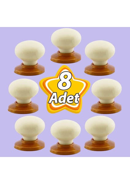 8 Adet Kamelya Kulp Krem Polimer Düğme Kulp Bakır Tablalı Mobilya Mutfak Dolabı Çekmece Kulbu