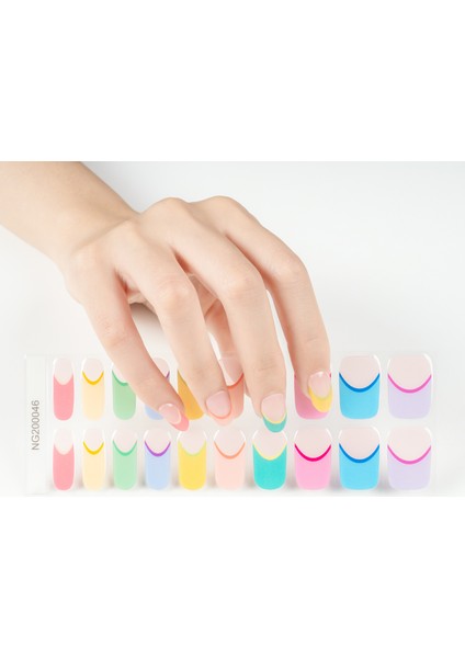 Colorful French Jel Tırnak, 20 Adet (2 Kullanım)