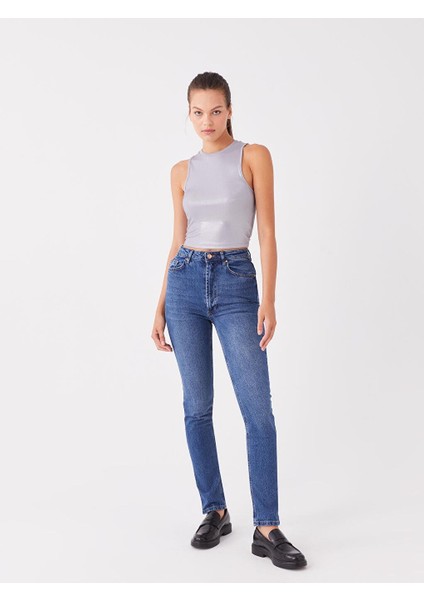 Yüksek Bel Straight Fit Kadın Jean Pantolon