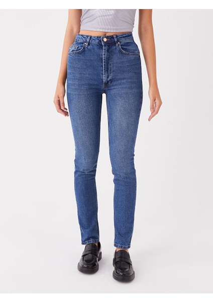 Yüksek Bel Straight Fit Kadın Jean Pantolon