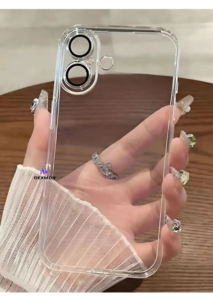 iPhone 16 Kılıf Sararmaz Sert Şeffaf Lens ve Hoparlör Toz Korumalı Ultra Ince