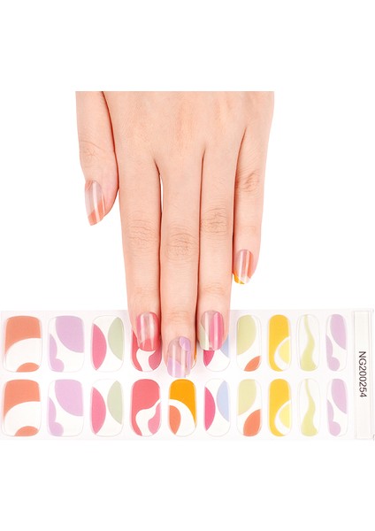 Colorful Nail Art Jel Tırnaklar, 20 Adet (2 Kullanım)