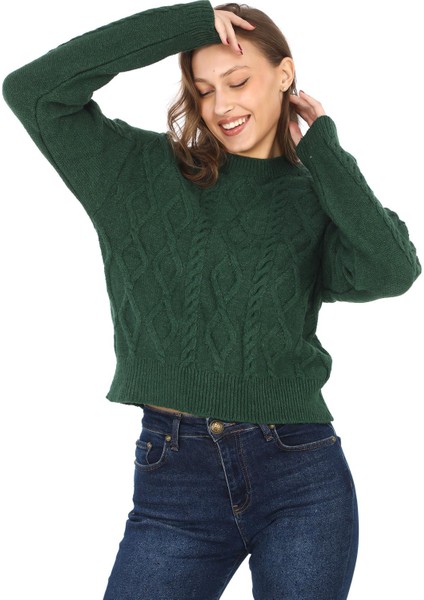 Saç Örgü Triko Kazak-Yeşil modelleri