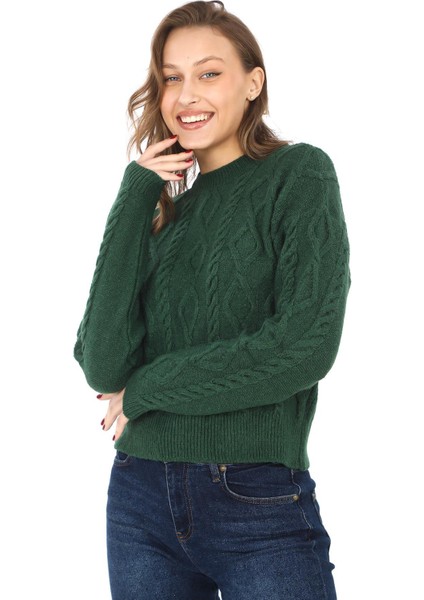 Saç Örgü Triko Kazak-Yeşil fırsatları