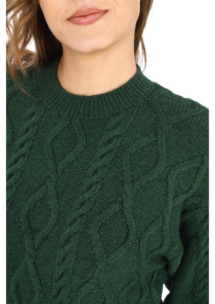 Saç Örgü Triko Kazak-Yeşil indirimleri