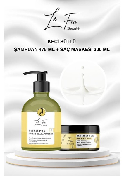 Keçi Sütlü Hindistan Cevizi Yağı Saça Protein Yüklemesi Sağlayan Saç Bakım Seti