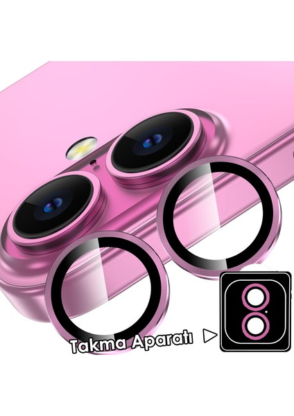 Iphone 16 / 16 Plus Kamera Koruyucu Takma Aparatlı Kolay Kurulum Metal Lens Koruyucu