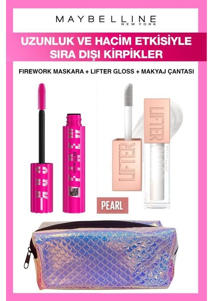 Firework Limitsiz Uzun Hacimli Kirpikler Pürüzsüz Dolgun Dudaklar Makyaj Seti Pearl
