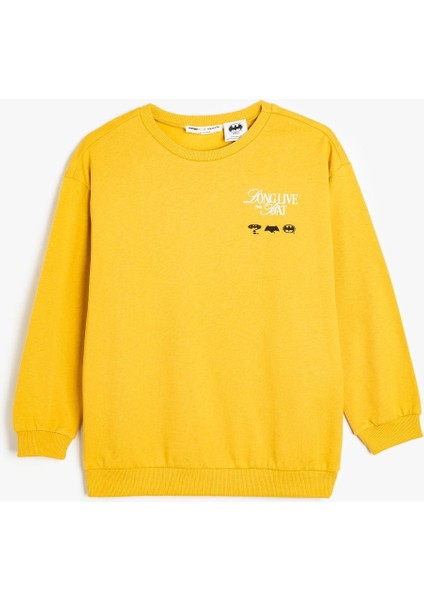Erkek Çocuk Batman Lisanslı Baskılı Uzun Kollu Pamuklu Sweatshirt 5WKB10423TK