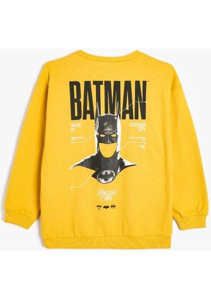 Erkek Çocuk Batman Lisanslı Baskılı Uzun Kollu Pamuklu Sweatshirt 5WKB10423TK fiyatları