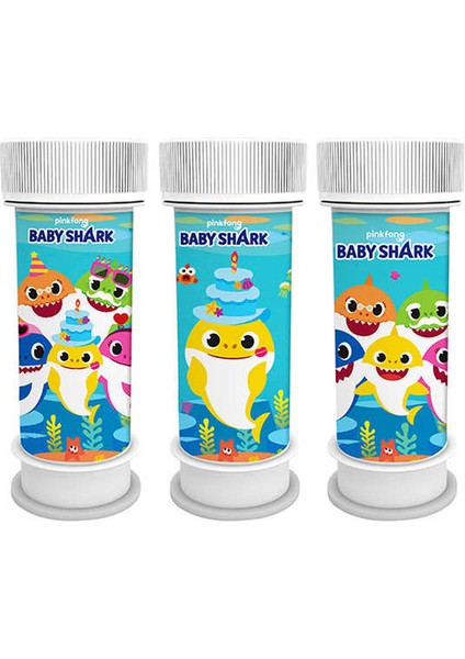 Baby Shark Temalı Köpüklü Üflemeli Baloncuk (8 Adet)